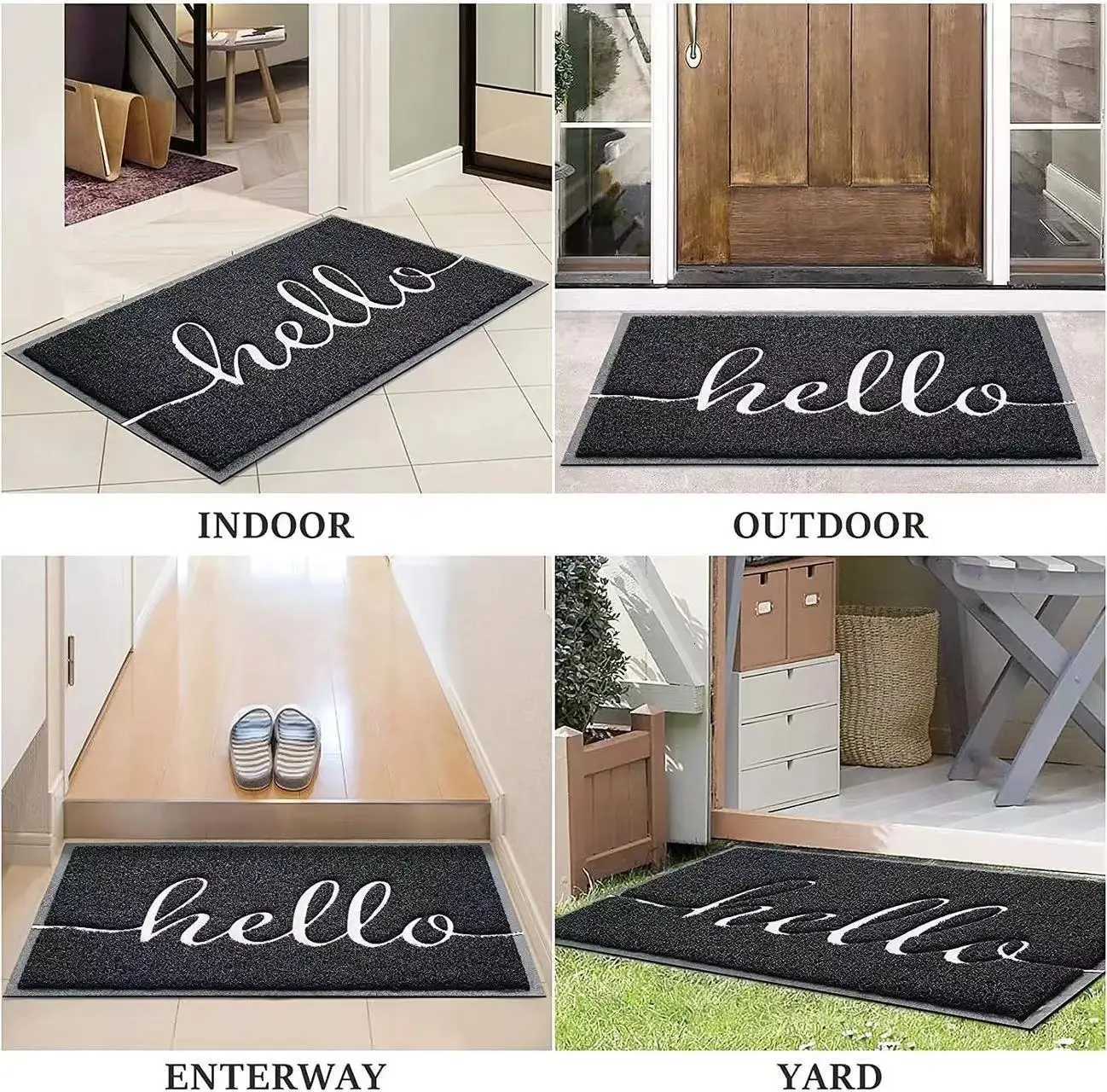 Front Door Mat for Home Entrance Non-Slip Absorbent Floor Mats Low-Profile Washable Doormat for Entryway Garage Patio S260207