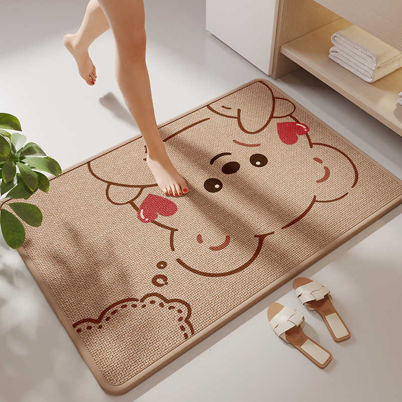 Cartoon bathroom absorbent floor mat fun non-slip mat for bathroom entrance quick-drying carpet for home toilet S260207