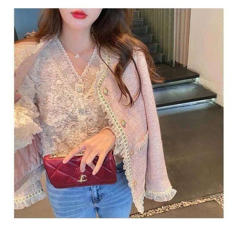 ZHE HAN Retro Mesh Splicing Tweed Top For Women's Jacket 2025 Spring New Socialite Temperament Xiaoxiangfeng Short Jackets Female Coat
