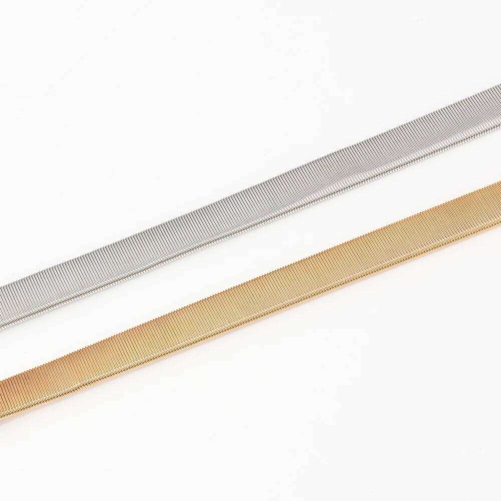 Women's fashion elastic spring waist multi-layer metal chain dress belt X260209