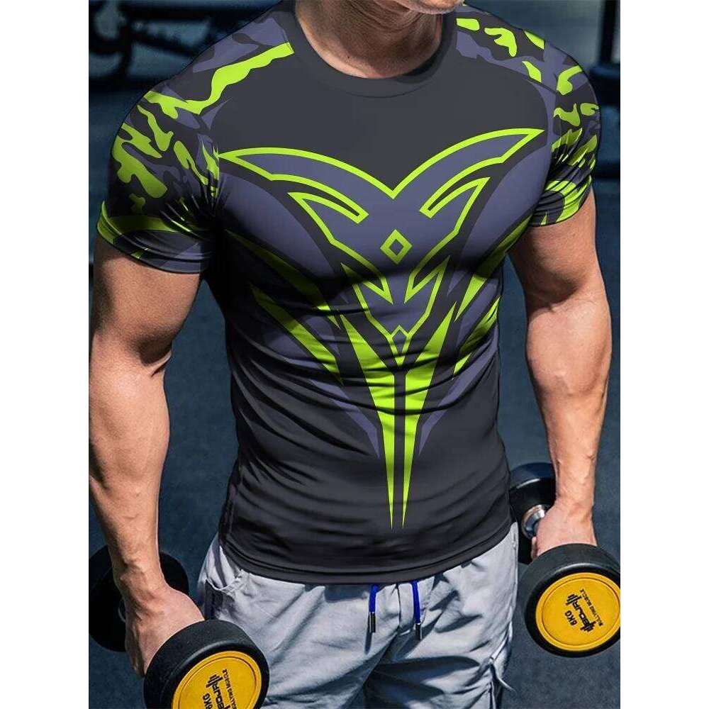 Skull Print Men's Summer Casual Wear Sports Fitness Short-Sleeve T-Shirt Streetwear Fashion Top for Men X260209