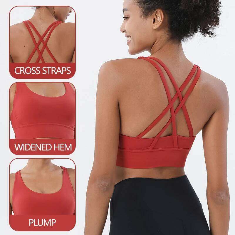 SOISOU Nylon Sexy Top Woman Breathable Underwear Fitness Yoga Sports Bra For Women Gym 30 Colors 26Y0209