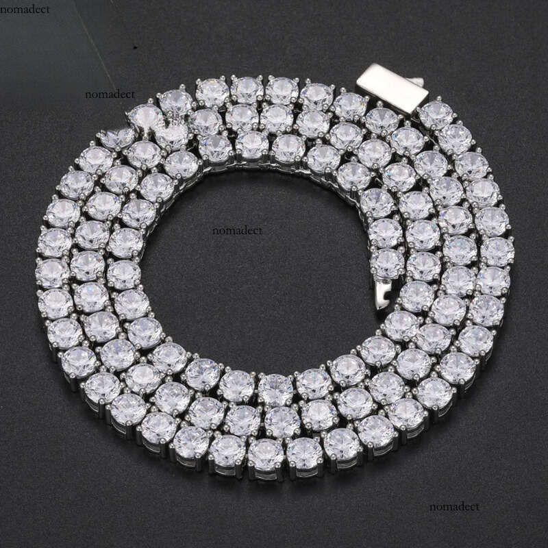 Fashion Men Women Jewelry Gift 5mm White Gold Plated Brass Prong Setting AAAAA Moissanite Dia Cluster Tennis Chain Bracelet Necklace 94