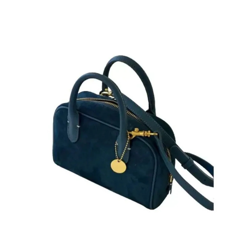 Velvet Bowling Bag for Women 2026 Model Light Niche Highend Commuting Handheld Crossbody Boston 260208