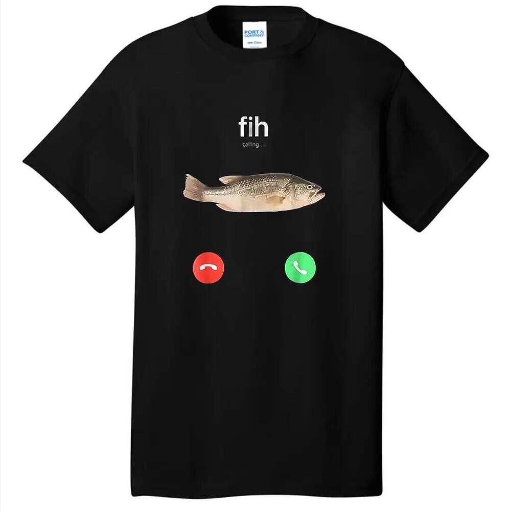 Fih Calling Remind Me Message Decline Accept Phone Call Fish T-Shirt Funny Fishman Graphic Outfit Short Sleeve Blouses Novelty X260209