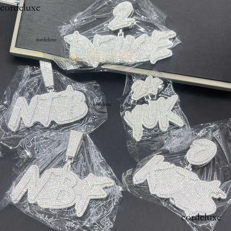 High Quality Custom Styles Letter Sier Moissanite Iced Out Name Pendant Necklace For Men Hip Hop Jewelry Gifts 2f