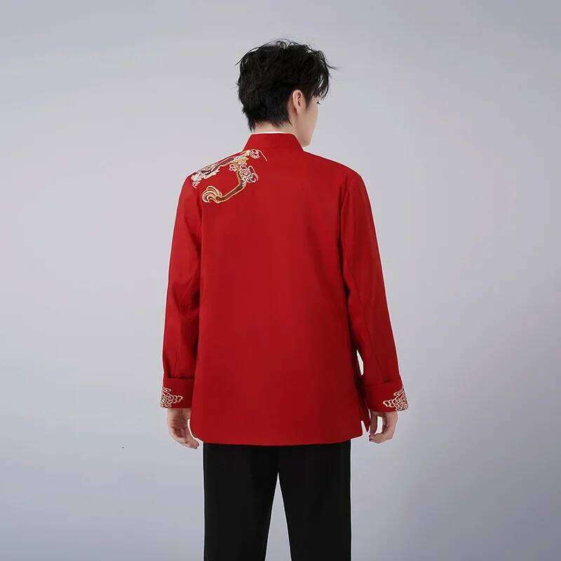 Mardi Hefxessdr Embroider Dragon Tang Clothes Man Chinese Tradition Top Costume Men Kung Fu Shirt Hanfu Uniform Big Size Xl Jackets