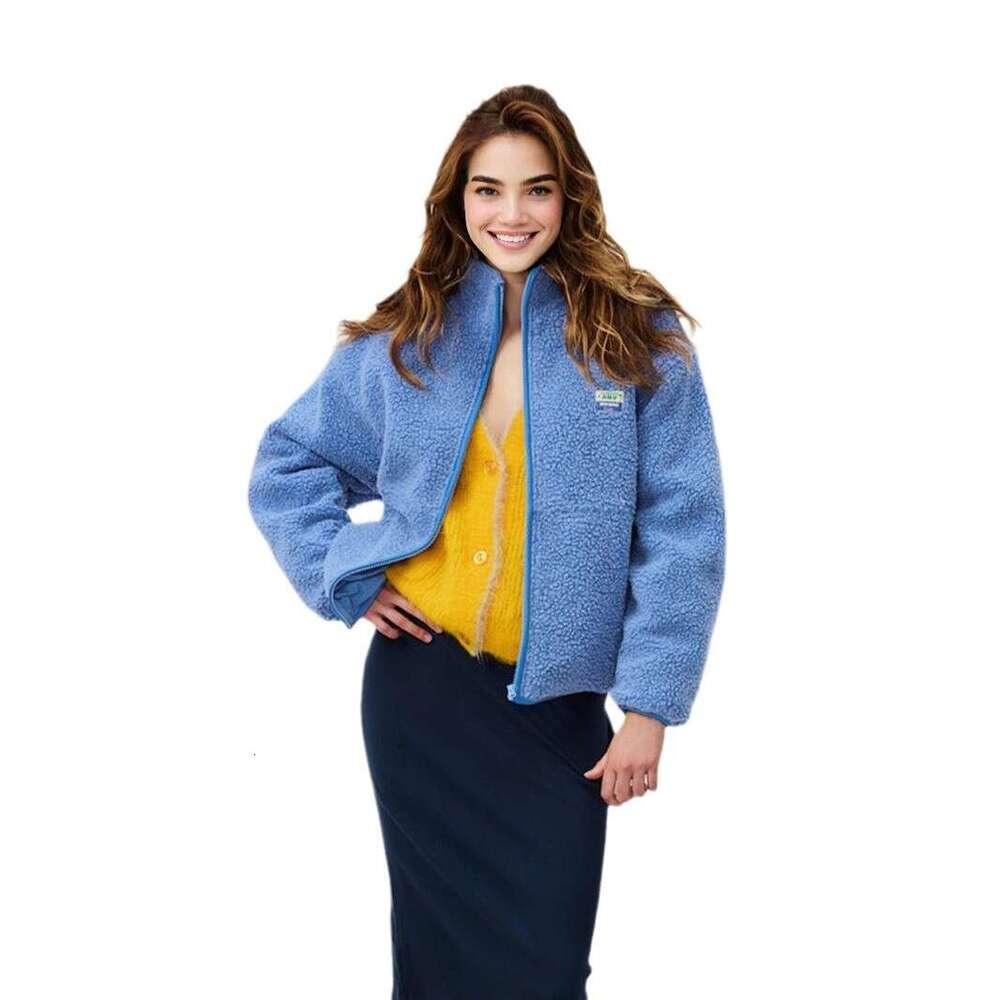 Spring Autumn European and American cross-border popular solid color casual fleece zip-up jacket with a stylish design, suitable for commuting