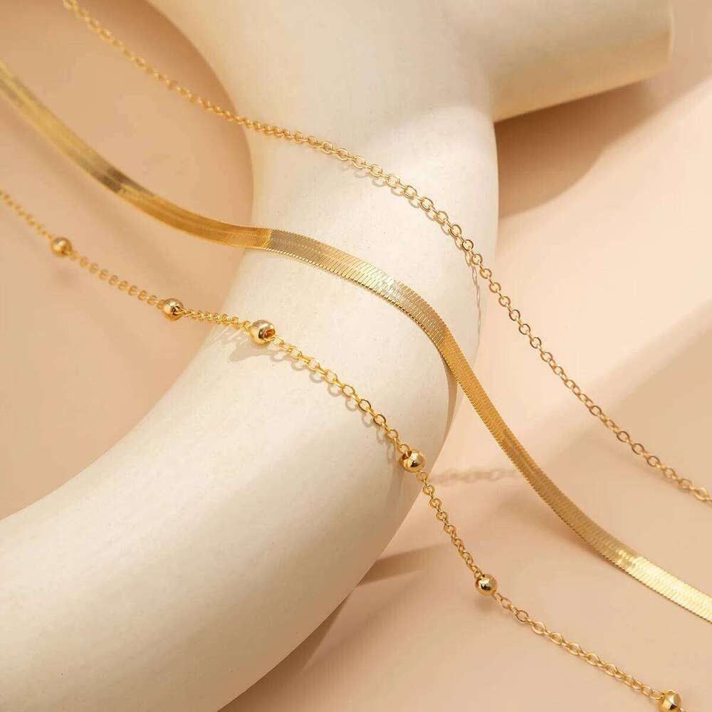 IngeSight.Z Sexy Multilayer Flat Snake Belly Waist Chain for Women Simple Gold Color CCB Beads Bikini Beach Body Jewelry X260209