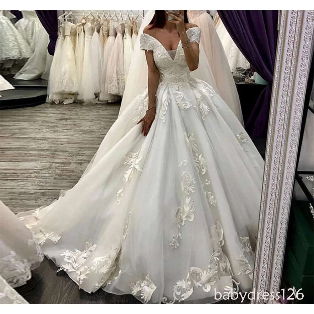 Lace Wedding Dresses | Off-Shoulder A-e Appliques Bridal Gown