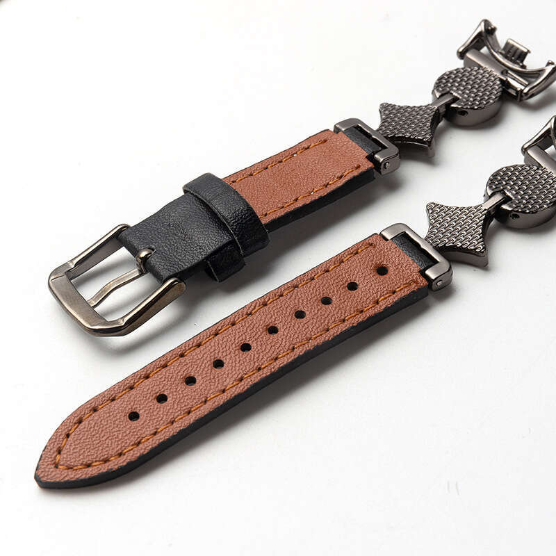 Four Leaf Clover Leather Watch Band Amber Stylish Womens Strap Compatible with Apple Watch Series 9/10 SE Ultra