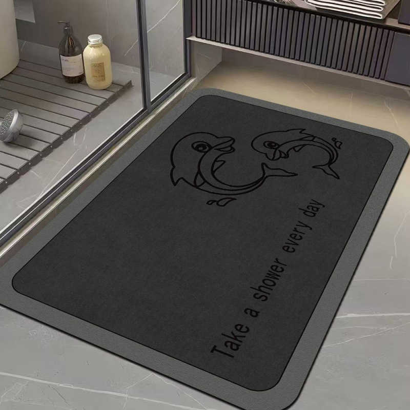 Bathroom floor mat gray door mat water-absorbent non-slip quick-drying dirt-resistant mat for bathroom entrance home use soft diatomite mat S260207