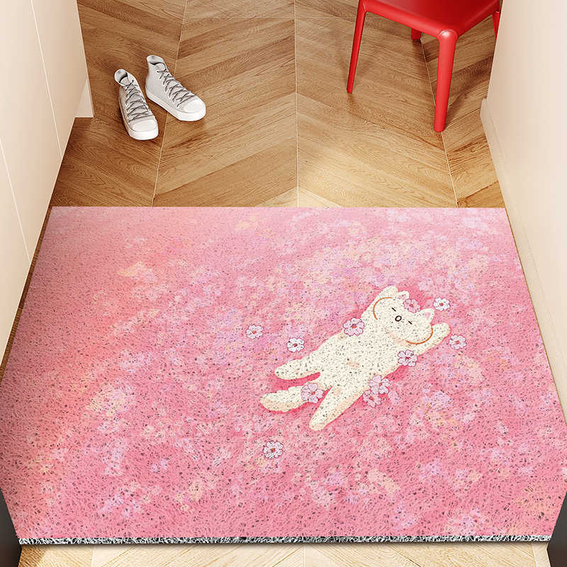 Fresh INS Style Entryway Door Wear-resistant Silk Loop Doormat Entrance Cuttable Mat Entrance Lawn Cat Dirt-resistant Foot Mat S260207