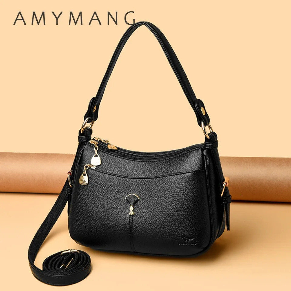 Genuine Purses and Handbags 2 Layers Soft PU Leather Tote Messenger Bag Shoulder Crossbody Bags for Women 260208