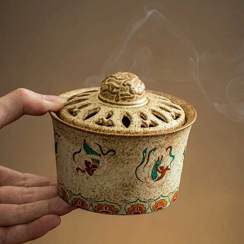 Tradition Dunhuang Feitian Lady Incense Burner Guochao Retro Ceramic Plate Aromatherapy Burner Ornament Household Tea House C260209