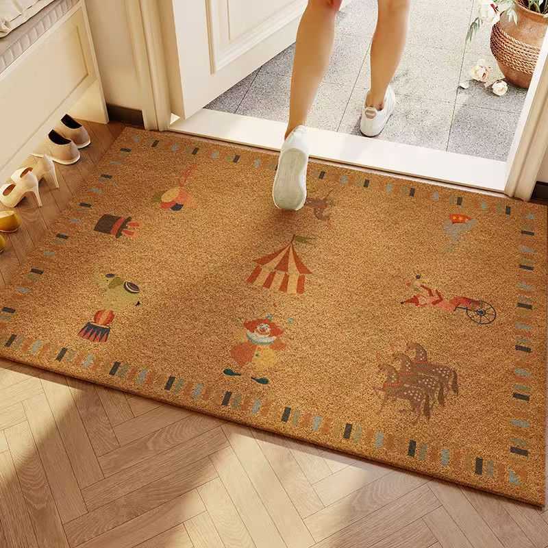Cartoon-style household faux coconut palm floor mat for the entrance doorway non-slip dirt-resistant wear-resistant foot mat S260207