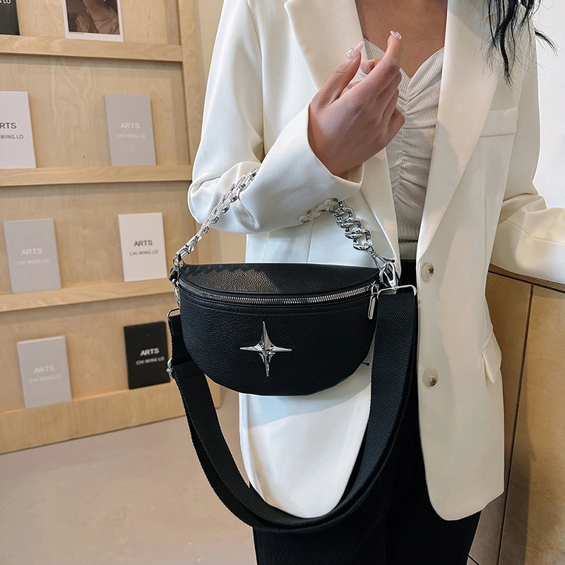 Waist Bag Fashion Chest Bag Women chain handbag Leather Fanny pack Casual travel Female Shoulder Crossbody Bag Phone Purse 260130