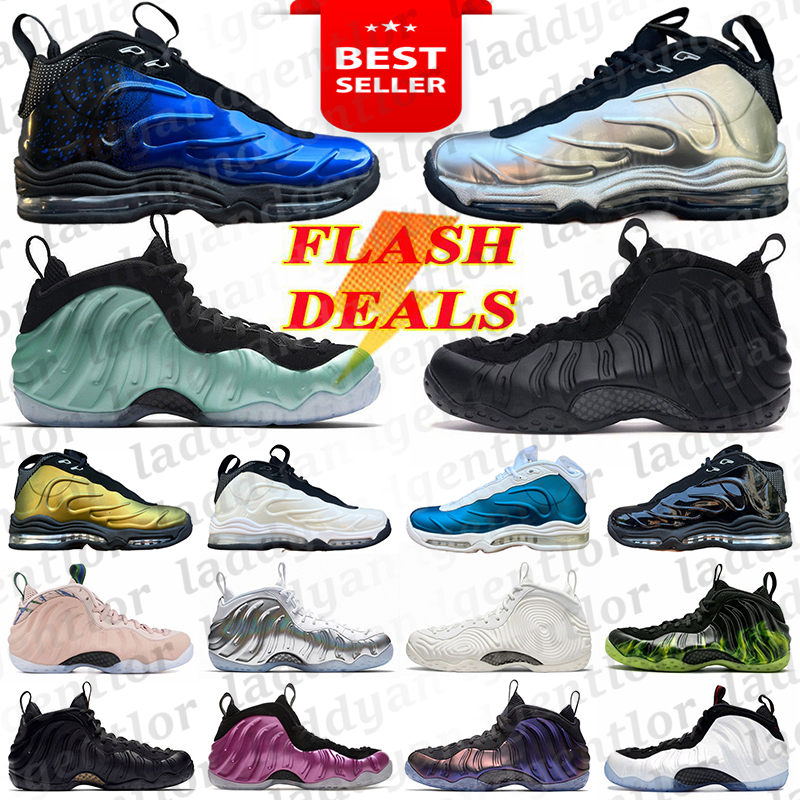 Basketball Shoes Foamposits Galaxy Anthracite Floral Penny Plus White Black Mens Trainers Outdoor Sports Sneakers 40-46