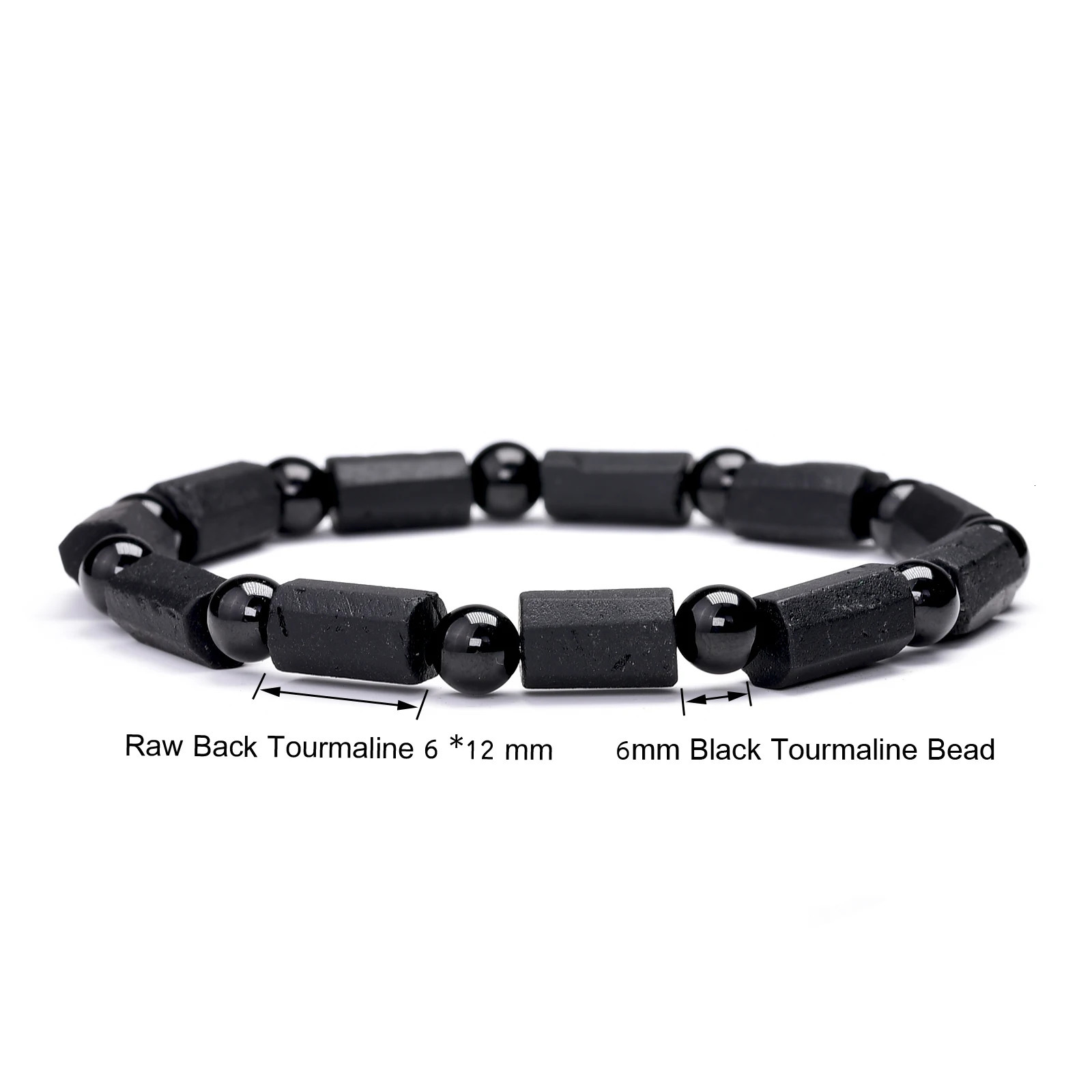 Natural Black Tourmaline Bracelet for Women and Men Raw Crystals Original Energy Quartz Stones Beads Bracelets 612mm 260202