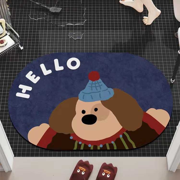 Cute Cat and Dog Cartoon Diatomaceous Earth Bath Mat Strong Absorption Irregular Shape Non-Slip Dirt-Resistant Foot Mat S260207