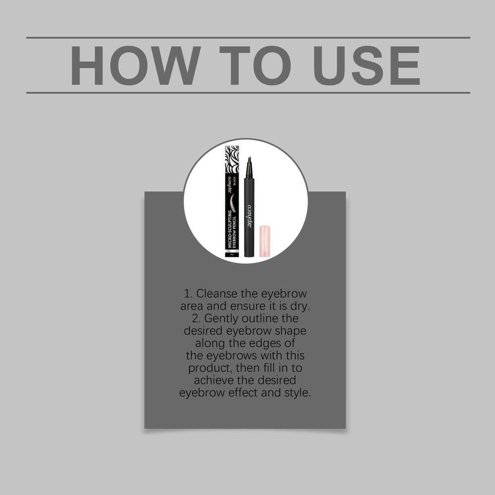 Zephoco Black Micro Carving Create Wild Three-Dimensional Shape Natural Color Smooth Easy to Use Eyebrow Pencil