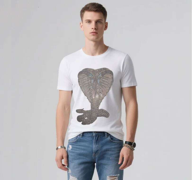 Luxury Rhinestone Men's T-Shirts - Designer Brand Summer Tees Stylish Top with Sparkle X260209