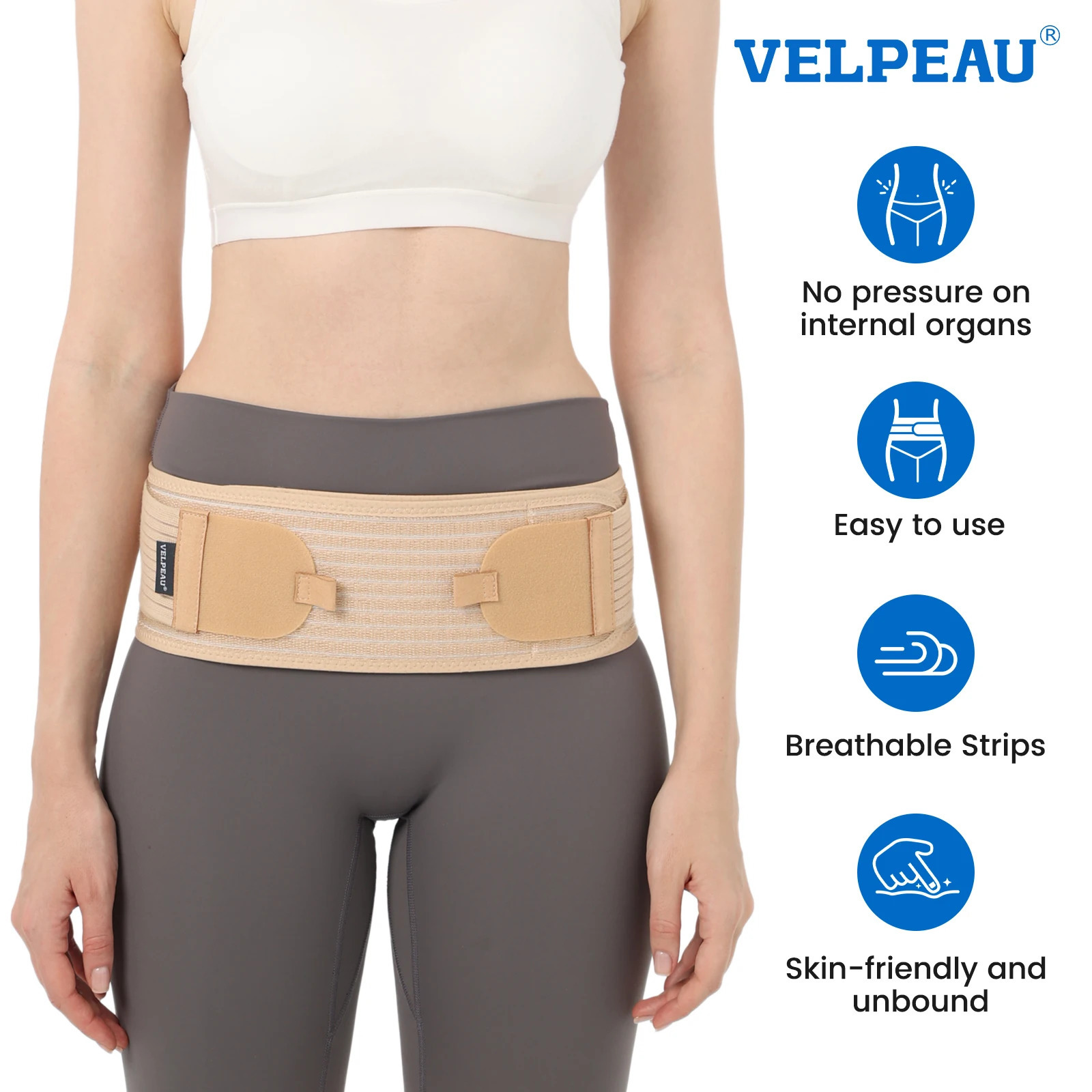VELPEAU Sacroiliac SI Joint Hip Belt for Sciatica Lumbar and Lower Back Pain AntiSlip Pelvic Support Men Women 260202