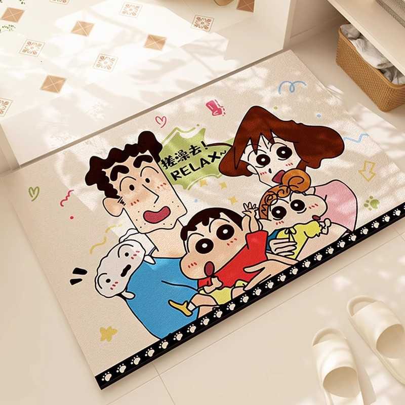 Bathroom Mat Crayon Shin-chan Non-Slip Water-Absorbent Quick-Dry Foot Mat Diatomaceous Earth Toilet Washroom Carpet S260207