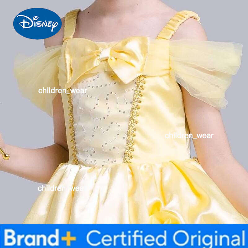 Disney Girl Belle Princess Kids Beauty and The Beast Costume Children Christmas Birthday Cosplay Elegant Party Dress 2-10 Years H260209