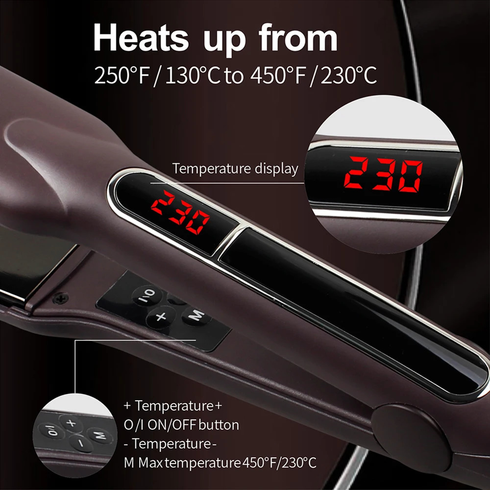 Professional Hair Straightener Curler Wide Plate Ceramic Hair Flat Irons Keratin Treatment 230 MCH Fast Heating Salon Styler 260126