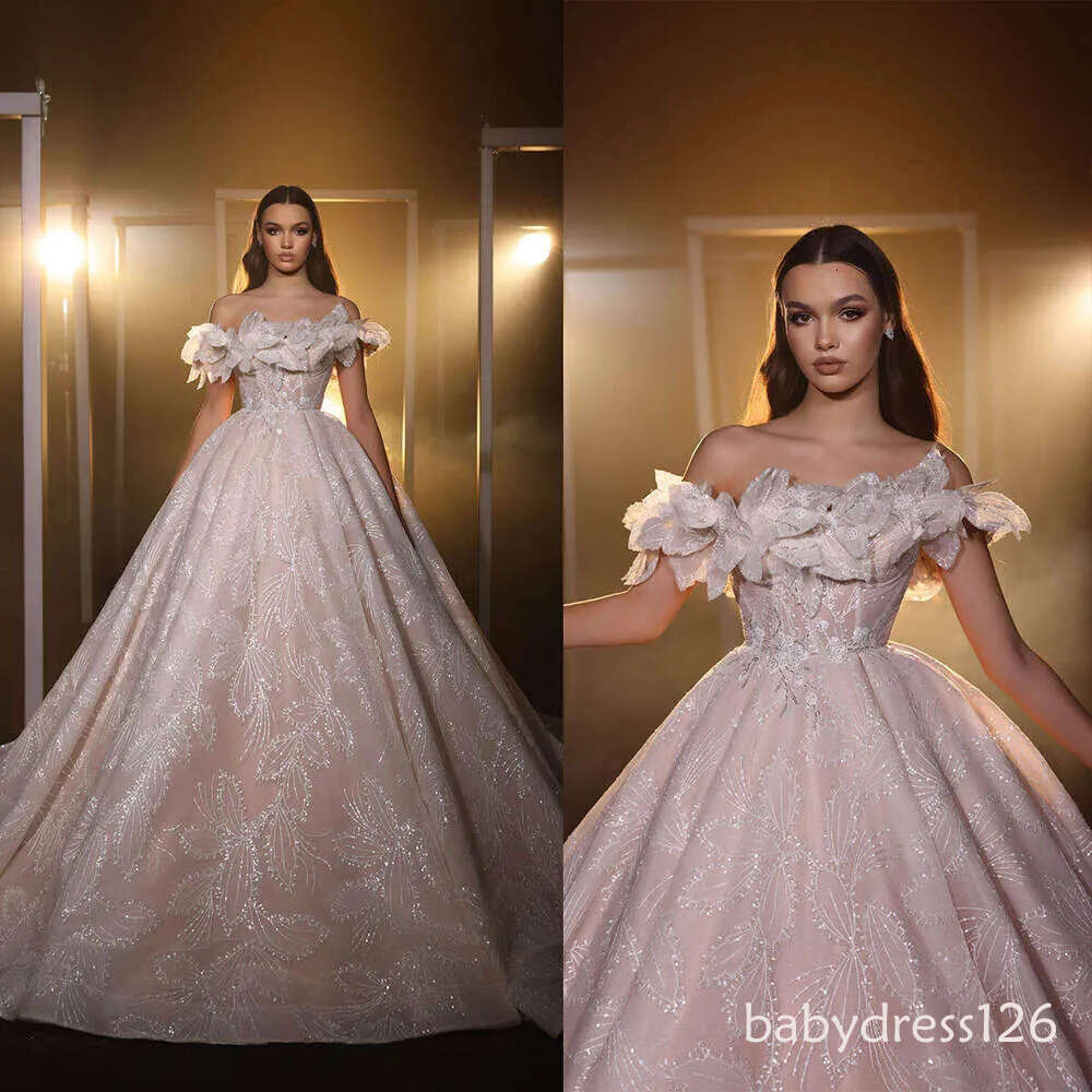 Elegant Wedding Dresses Ball Gown Off The Shoulder Sequined Backless or-Length Bride Dress Vestido de novia Custom Made