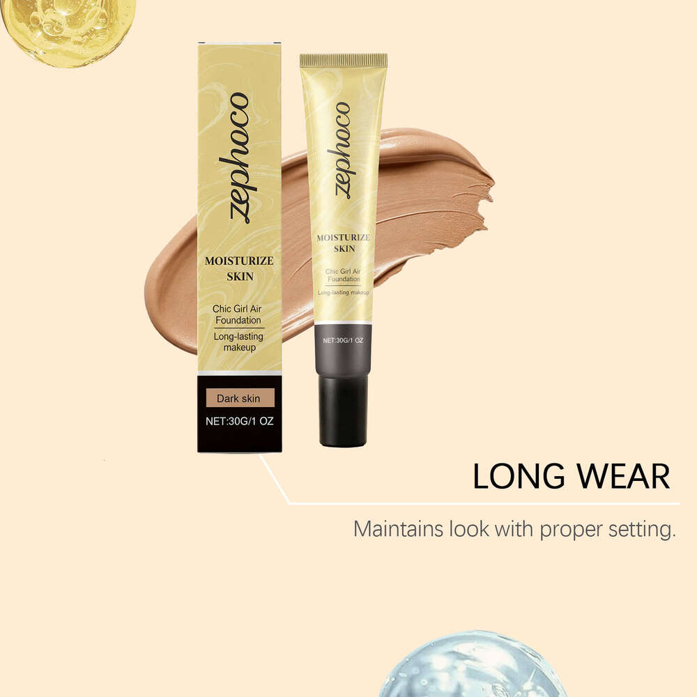 zephoco Dark Skin Tone Long-lasting Foundation Natural Fit Invisible Pore Concealer Hydrating Lightweight Base Makeup