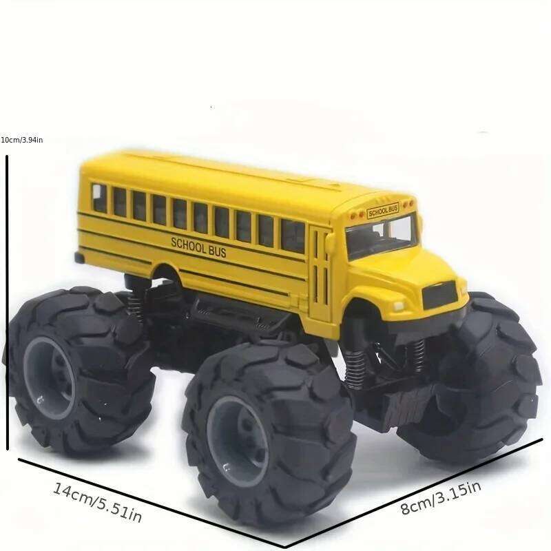 Model Pullback Action Toy Truck Alloy Big Wheels Play Vehicle Car Gifts for Boys Girls Monster School Bus Die Cast Metal 26H0209