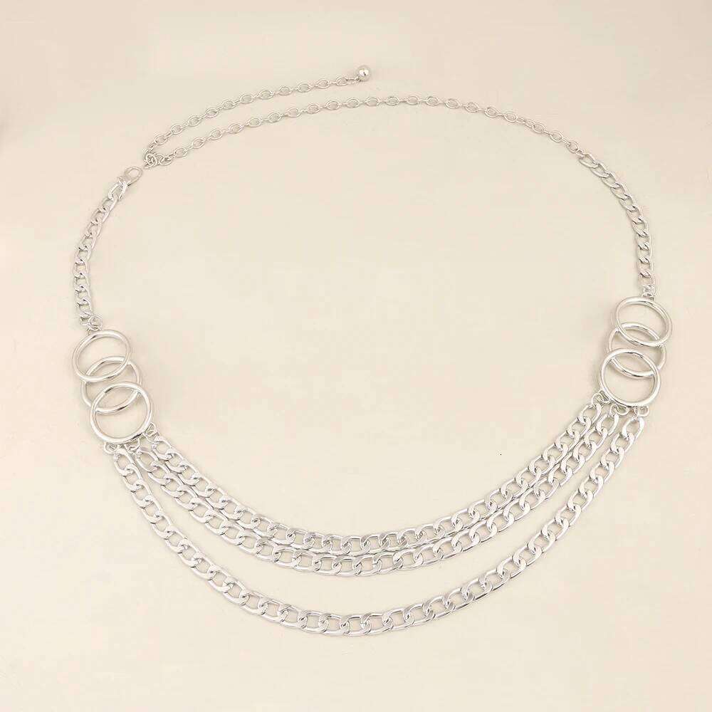 Sexy women's Three layers of metal chain personality circle hollow waist decorated with elegant banquet accessories X260209