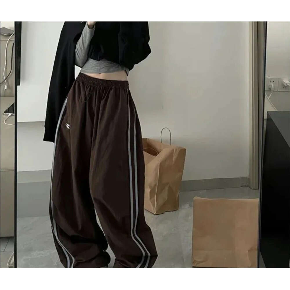 Y2K Vintage Women Loose Pants Oversized Hip Hop Drawstring Pocket Fashion Chic Cargo Pant Casual Office Lady Baggy Trousers1029 H260209