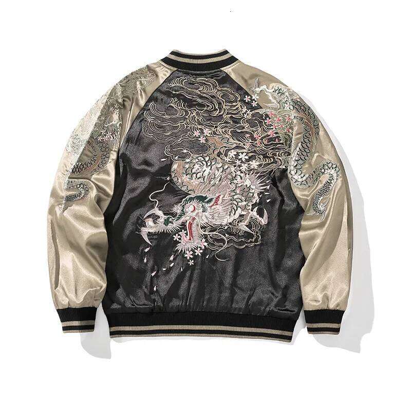 Mardi Hefxessdr Vintage Streetwear Japanese Sukajan Souvenir Spring Chinese Dragon Embroidered Loose Coat Varsity Jacket