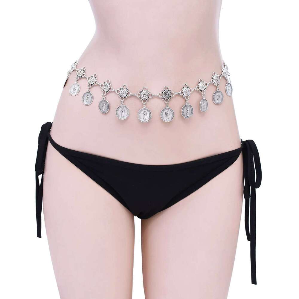 New Vintage Ethnic Style Metal Coin Tassels Belt Bohemian Tassel Dress Slim Waist Accessory Unisex Body Chain 105cm X260209