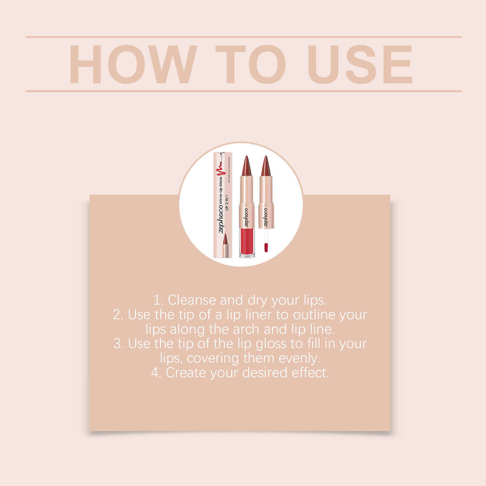 Zephoco Brick Red Two-in-One Mirror Gloss Lip Makeup Bright Color Gorgeous Look Lipstick