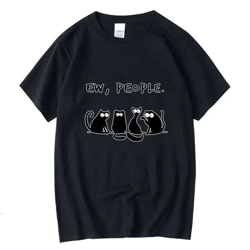 Men's T-shirt High Quality 100% Cotton Funny Cat Printed Summer Casual Loose Cool T Shirt O-Neck Male T-Shirt Tops X260209