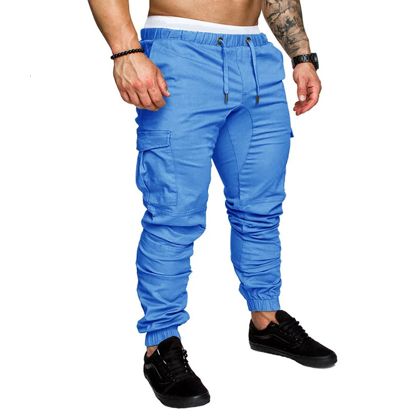 2025 Male Trousers Mens Joggers Solid Multi-pocket Pants Sweatpants Men Pants Hip Hop Harem Joggers Pants Running mens gym 260122