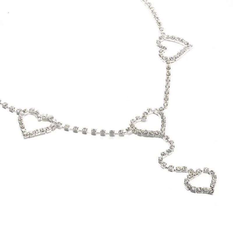 Fashionable Single-layer Heart Pendant Rhinestone Waist Street Photography Women's Body Chain Jewelry X260209
