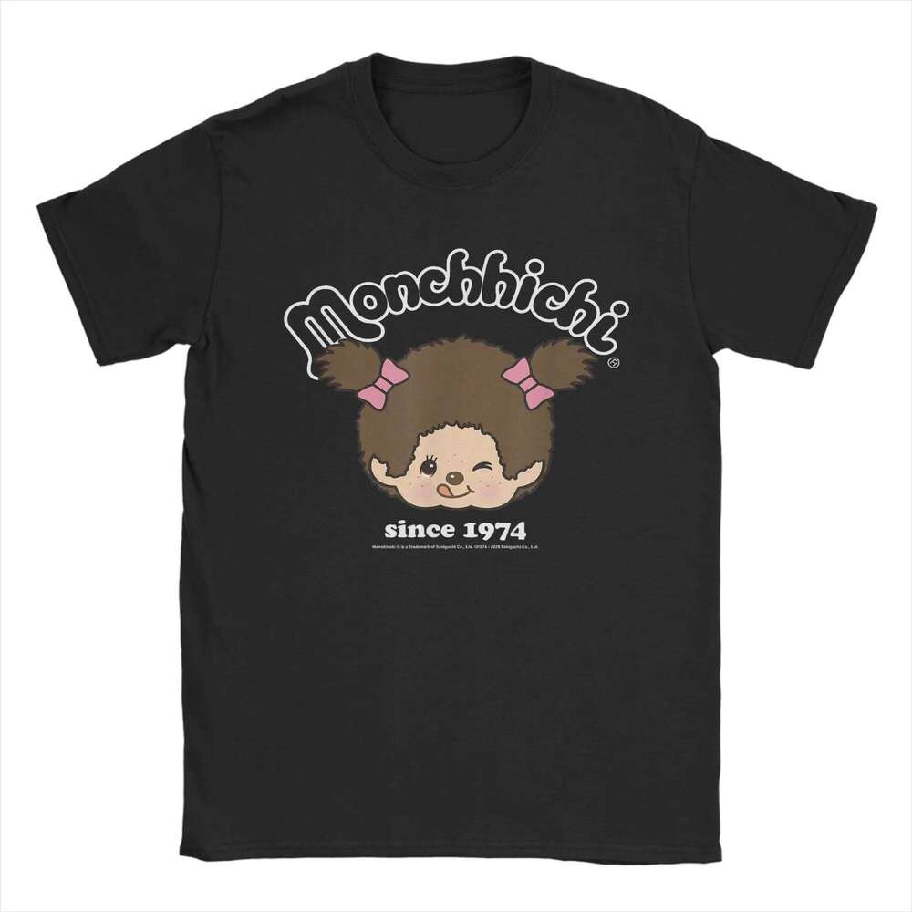 Men's Monchhichi Since 1974 Happy Little Fluffy Girl T Shirts Pure Cotton Clothing Vintage Short Sleeve Crew Neck Tees T-Shirt X260209