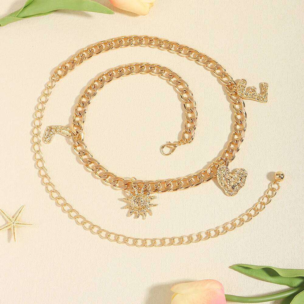 Retro Love Trim Ladies Elegant Stylish Metal Waist Chain Belt X260209