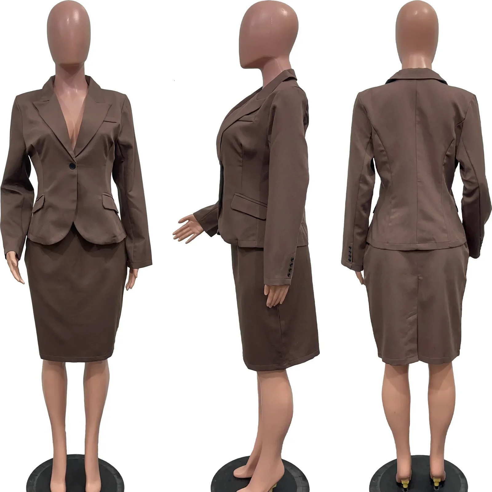 BWQ Womens Set Full Sleeve Button Blazer Skirts Suit Winter Casual Streetwear Two 2 Piece Set Africa OL Work Outfits 260208