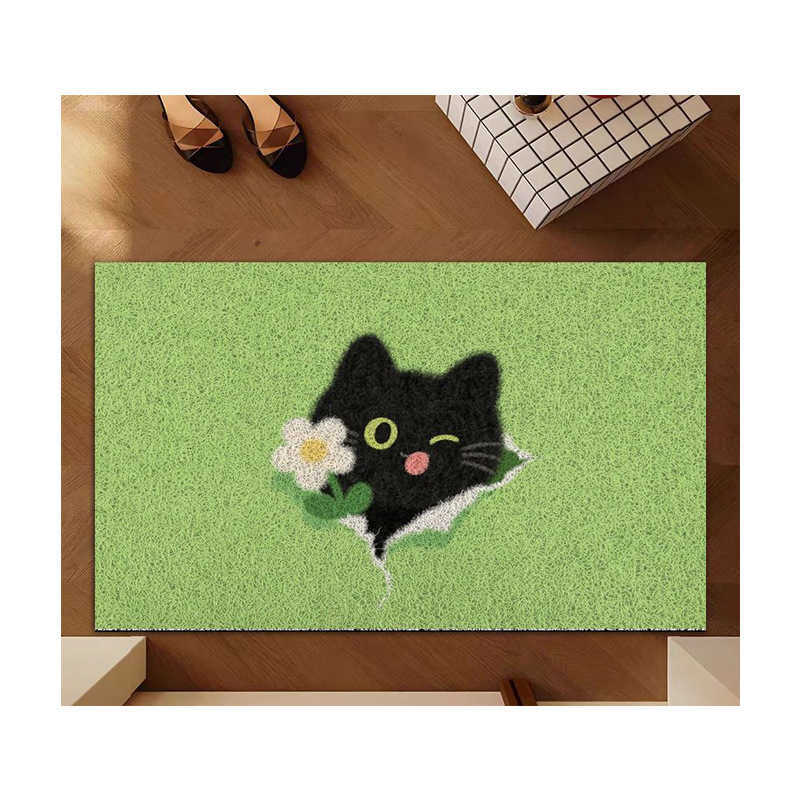 Ins-style cute cat peeking out entrance door silk loop doormat dust-removing non-slip dirt-resistant easy to clean S260207