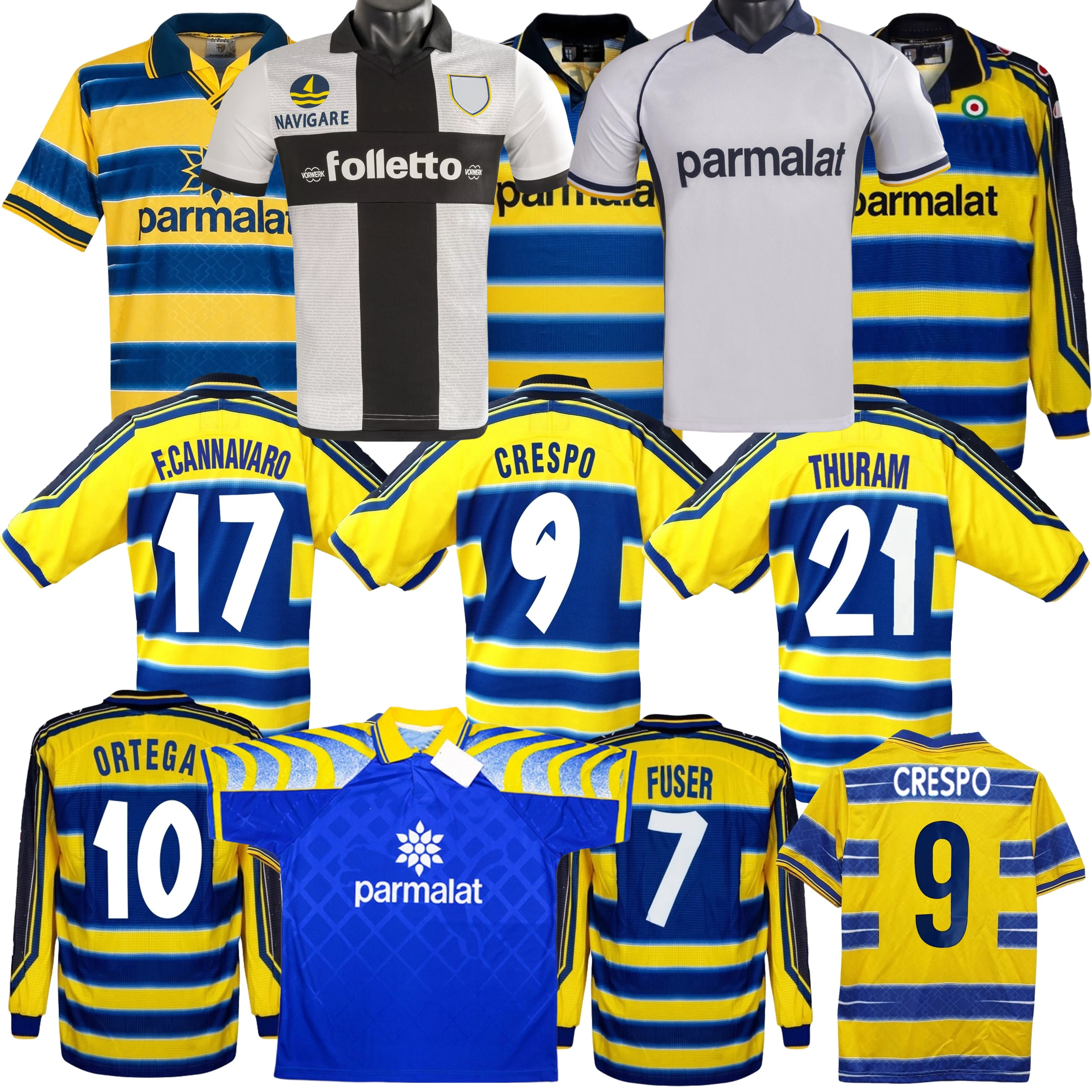 Retro classic 1993 94 95 96 97 98 99 2000 2001 2002 2003 2004 05 06 2012 13 parma soccer jerseys F.CANNAVARO CRESPO NAKATA ADRIANO VALDES ZOLA football Men kids shirt
