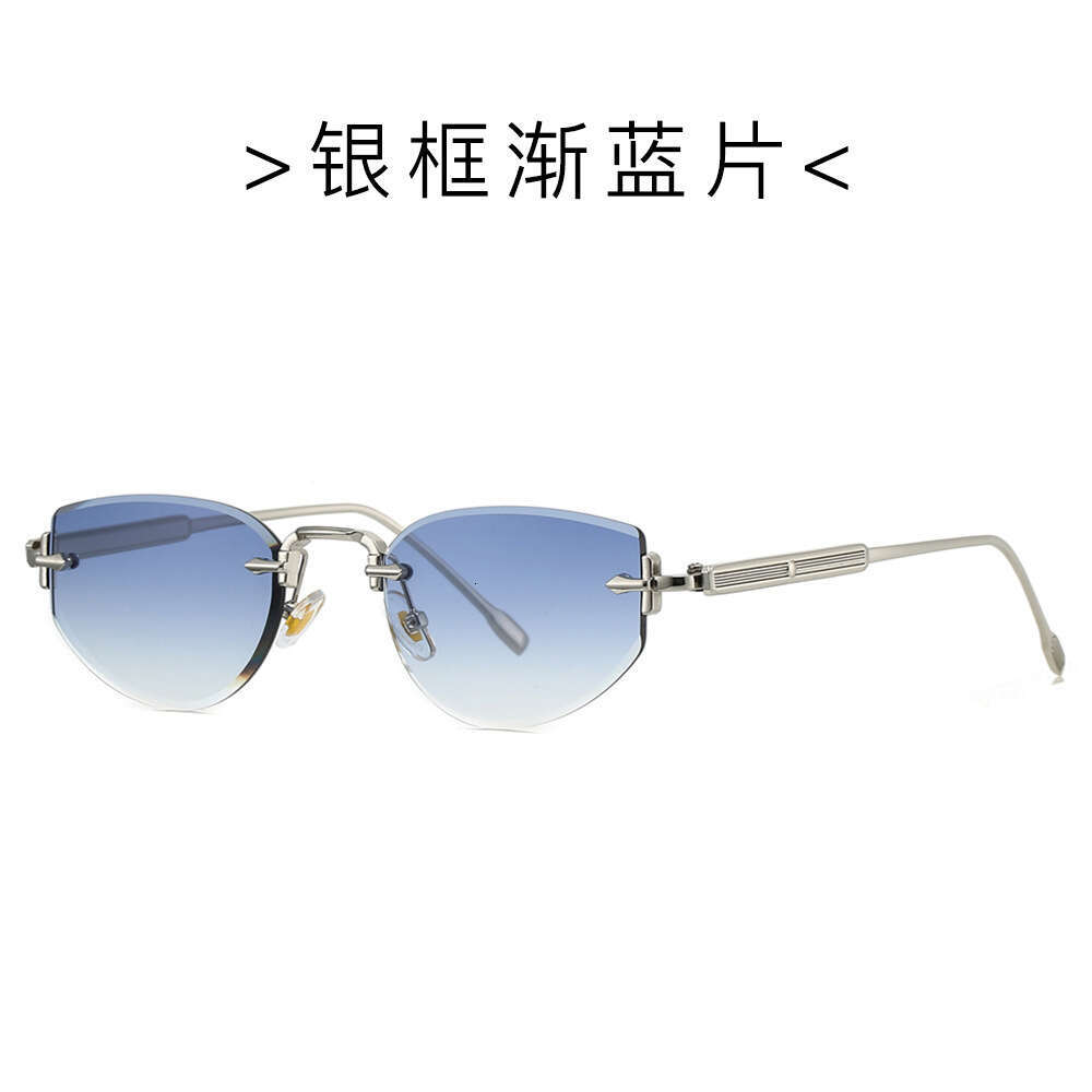 New Frameless for Women 2505 Fashionable High-End European and American Retro Cat-Eye Metal Sunglasses