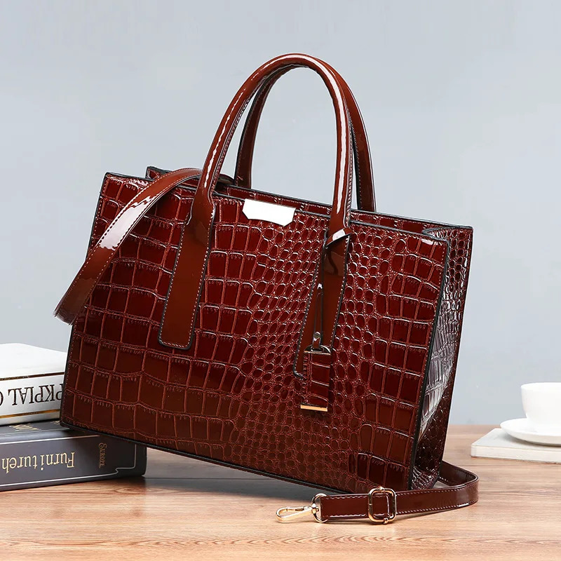 Crocodile Print Women Handbags Purse Tote Bags Adjustable Strap Top Handle Bag Large Capacity Crossbody Bags Work Travel Gift 260205