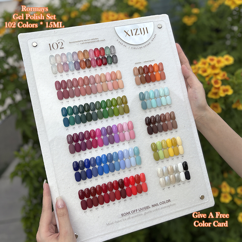 XIZIJI 102 Colors Gel Nail Polish Set Soak Off UV/LED Cured Long Lasting Salon Quality Nail Art DIY Manicure Kit For Home & Professional Salon