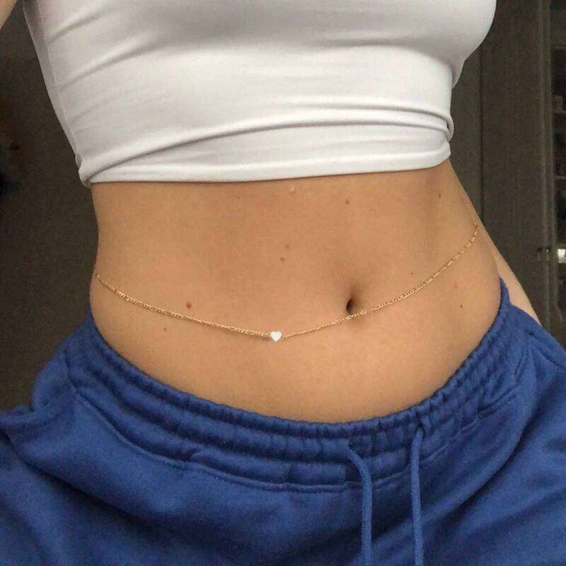 Gold Color Heart Chain Women Simple And Exquisite Accessories Summer Waist Sexy Fashion Jewelry Romantic Gift X260209
